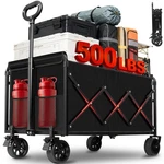 Collapsible Cart 500LB Foldable Heavy Duty All Terrain Wheels Black Wagons. Fixed Price $89.99.