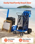 Beach Cart With Big Wheels For Sand, Folding Wagon W/ Cooler, 165LB Capacity. Fixed Price $123.99.