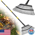 Garden For Leaves: 18 Wide Metal Leaf Rake, 65 Long Adjustable Handle, He. Fixed Price $32.06.