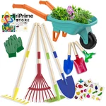 Qtioucp Kids Gardening Set With Wheelbarrow, Real Metal Large, Green. Fixed Price $66.39.