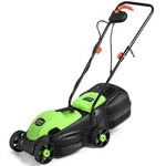 Costway 12 Amp 14-INCH Electric Push Lawn Corded Mower With Grass Bag Green. Fixed Price $129.99.
