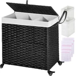 Greenstell Laundry Hamper With Wheels&lid, 140L Large 3 Sections Clothes Hamp.... Fixed Price $73.57.