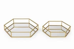 Kate & Laurel Felicia 2-PIECE Gold Hexagon Metal Mirrored Trays Modern Decor. Fixed Price $49.99.