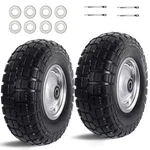 12'' Flat Free Tires Rubber Inches Silver, Black Ans. Fixed Price $76.99.