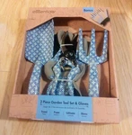 New 3 Piece Metal Garden Tool Set Bonus Gloves Trowel Pruner Cultivator. Fixed Price $12.95.