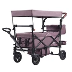 Vevor Wagon Stroller Push Pull Quad Collapsible For 2 Kids W/ Canopy Dark Purple. Fixed Price $168.99.
