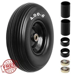 Storystore 13" Flat Free Wheelbarrow Tire, 4.00-6 W/ 5/8" 3/4" Bearing. Fixed Price $75.99.