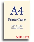 Natural Cream A4 Printer Paper - 24LB Bond / 60LB 250 Sheets,. Fixed Price $49.67.