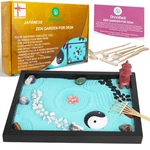Divinified Zen Garden For Desk, 11X8 Inches Tray, Black Blue Sand. Fixed Price $61.90.