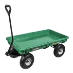 Farm-tuff Plastic Deck Garden Wagon With Pneumatic Tires, Green, 20" X 38". Fixed Price $179.99.