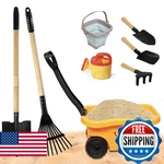 Pomiku Todders Gardening Set With Wagon, Kids Shovel For Digging, Rake, Wheelbar. Fixed Price $66.22.
