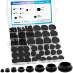 125 Premium Black Rubber Plugs For Round Holes - Assorted Sizes, Car & Furniture. Fixed Price $11.39.