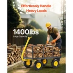 1400 Lbs Steel Garden Cart Heavy Duty Pullable Wagon Yard 2 In. Fixed Price $209.27.