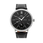 Iwc Portofino Hand-wound Days Steel 48MM Black Dial Strap Watch IW5101-02. Fixed Price $5250.00.
