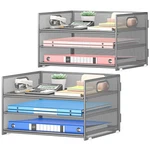 2-PACK Subekyu 3-TIER Gray Metal Mesh Desk Paper Letter Tray & File Sorter. Fixed Price $47.66.