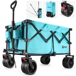 Villey Collapsible Folding Wagon With Big Wheels, Enlarged 225LBS Capacity, Blue. Fixed Price $168.18.