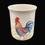 Paula Deen Garden Rooster Stoneware Crock Kitchen Cooking Tool Utensil Holder. Fixed Price $49.99.