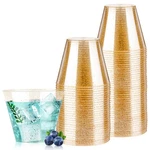 50X 9OZ Gold Glitter Plastic Cups Disposable Cocktail & Party. Fixed Price $28.48.