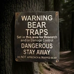 Vintage Porcelain Bear Trap Sign Us Forestry Service Wildlife Gas Oil. Fixed Price $224.99.