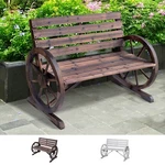 Outsunny 2-PERSON Wooden Wagon Wheel Bench W/ Slatted Seat And Backrest. Fixed Price $93.99.