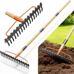 17 Tines Wide Head Bow Rake For Soil Leveling, Garden Heavy Duty With 55. Fixed Price $58.99.