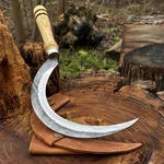Forged Gardening Sickle 7.48'' Blade Carbon Steel With Leather Sheath Belt Loop. Fixed Price $79.00.