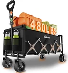 Extra Long Collapsible Utility Wagon Cart Heavy Duty, All-terrain Wheels, Blac. Fixed Price $104.99.
