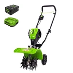 Greenworks 2800602 60V 8" Cordless Cultivator/ Tiller W/ 4.0AH Battery & Charger. Fixed Price $349.99.