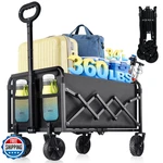 Amkurozo Collapsible Wagon Cart Wheels Foldable - Lightweight 360LBS Heavy Duty. Fixed Price $61.86.