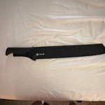 True Sawback Machete Steel Blade Black Plastic Handle Sheath Ambidextrous. Fixed Price $20.00.