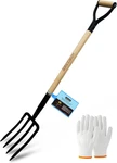 Garden FORK,4-TINE Pitchfork,spading Digging Fork,forged Steel Y-grip, Wood Hand. Fixed Price $50.99.