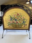 Victorian Trading English Garden Hand Painted Metal Fireplace Screen Rare. Fixed Price $200.00.