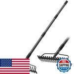 Lilyvane Garden Rake 63 Inch Long Handle 17 Tongs Heavy Duty Metal Bow For. Fixed Price $37.78.