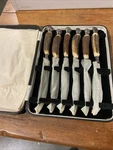 Mutual Hiram Sheffield 6 X Antler Wild Bone Stag Handle Knife Stainless Steel. Fixed Price $169.00.