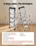 Vevor 4 Step Ladder, Folding Stool With Wide Anti-slip Pedal And Comfort Ha. Fixed Price $112.90.