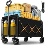 Yollber Wagons Carts Foldable,large Capacity 500 Lbs, Black. Fixed Price $88.41.
