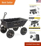 Reliable 1500 Lb Haul Capacity Dump Cart With Pneumatic Tires - All Terrain Use. Fixed Price $679.99.
