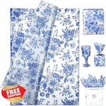 Liapawpaw Vintage Floral Tissue Paper, 60 Sheets, Blue White Flower Pattern. Fixed Price $28.99.