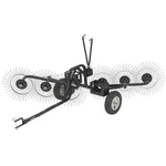 Strongway 55IN. Inline Acreage Rake, 6 Reel Tines, 12IN. Pneumatic Tires. Fixed Price $369.99.