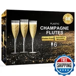 Guanqiao 48 Pack Clear Champagne Flutes, 6OZ Disposable Wine Glasses With Long. Fixed Price $49.49.